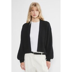 Wilfred Aritzia Unwind Merino Wool Waist Cardigan Black Ribbed sz M